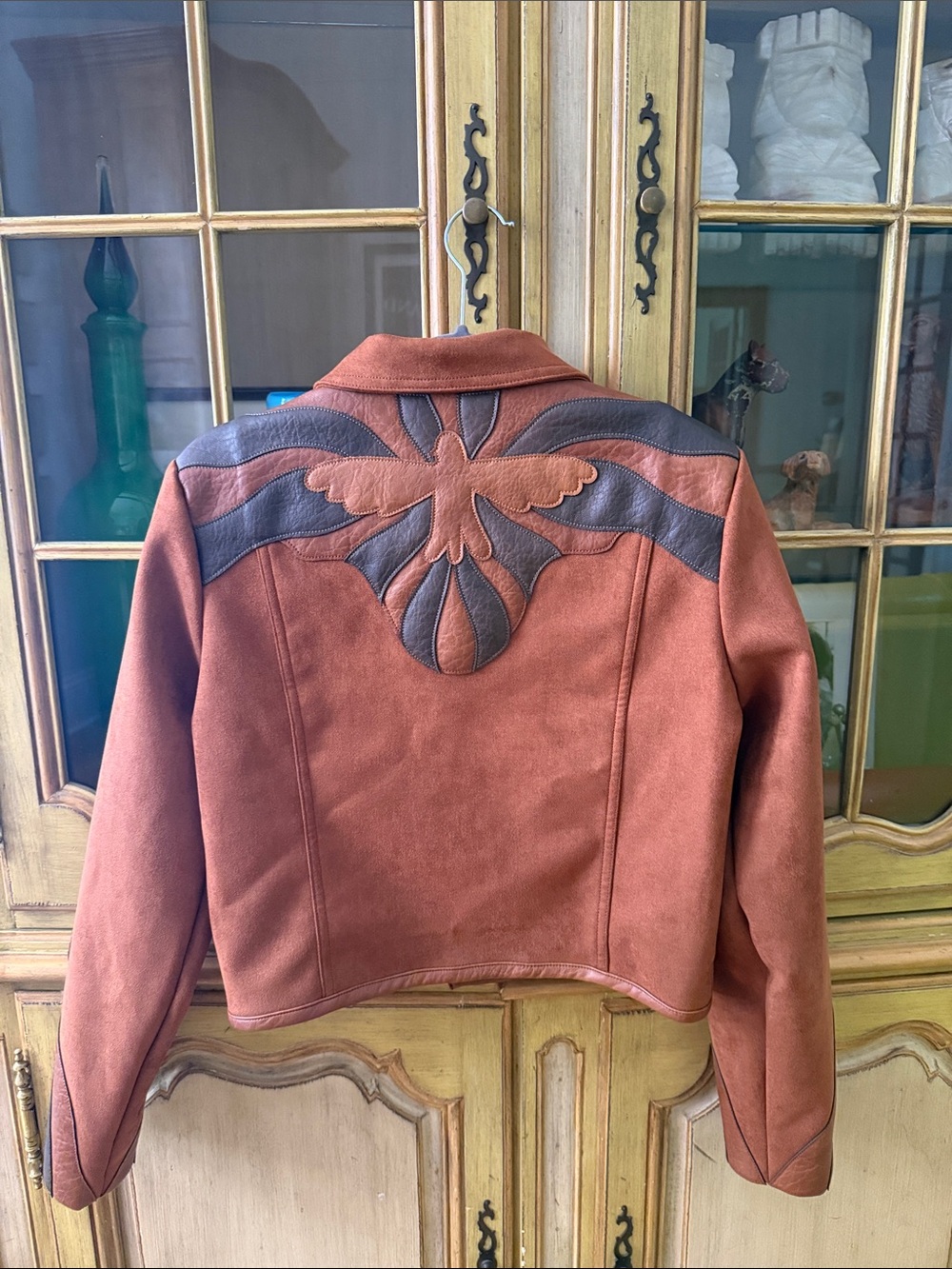 NWT MOTHER The Open Book Faux Suede Cropped Jacket in “Birds Eye View”